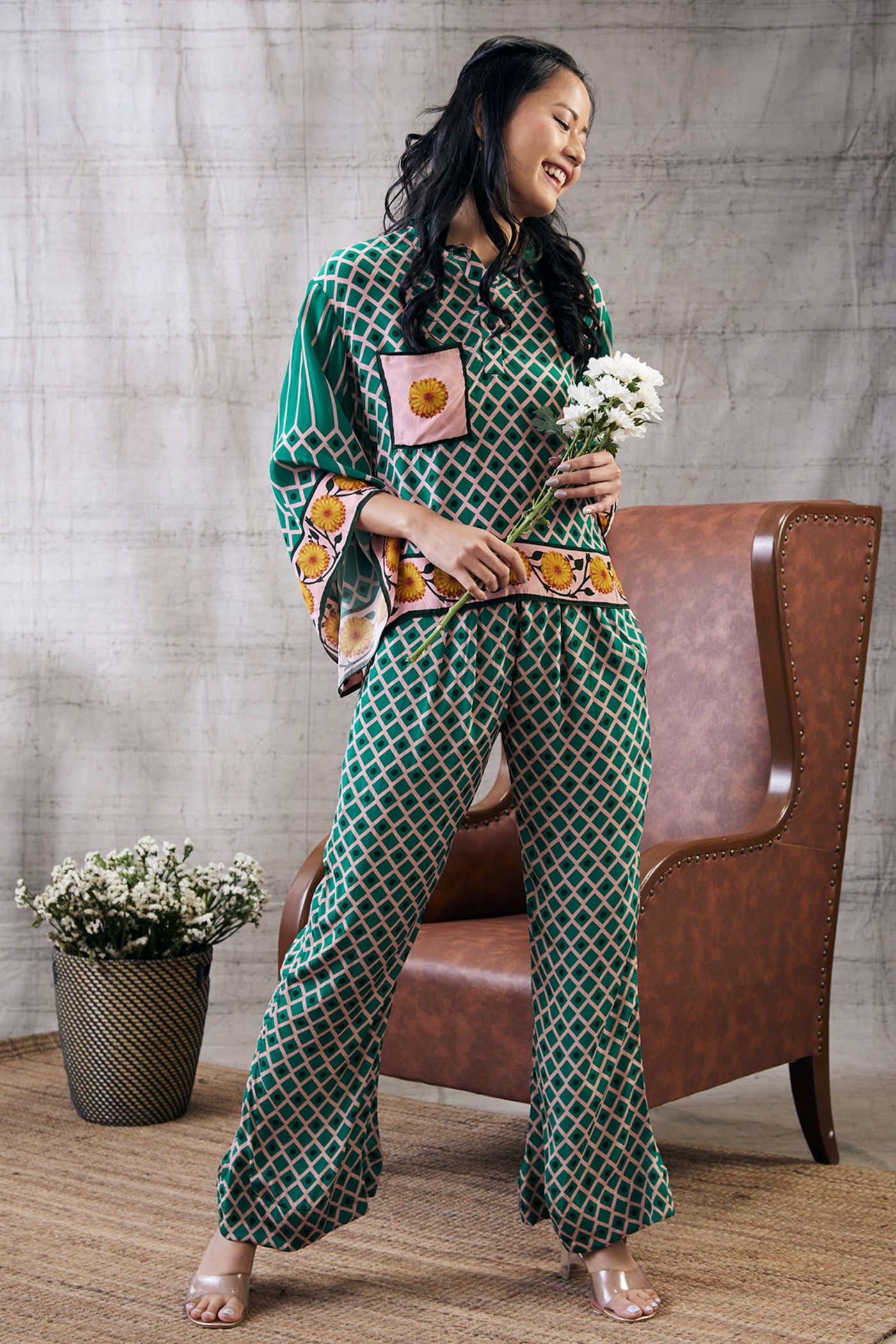 Sougat Paul Sarouk Taahira Printed Co-Ord Set Indian designer wear online shopping melange singapore
