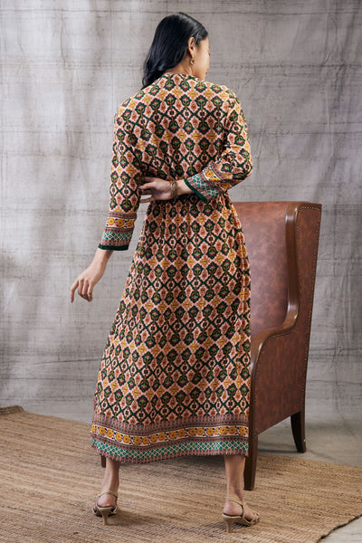 Sougat Paul Sarouk Taahira Printed Long Dress Indian designer wear online shopping melange singapore