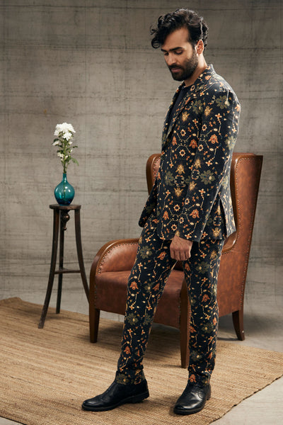 Sougat Paul Menswear Zahra Printed Blazer Set Indian designer wear online shopping melange singapore