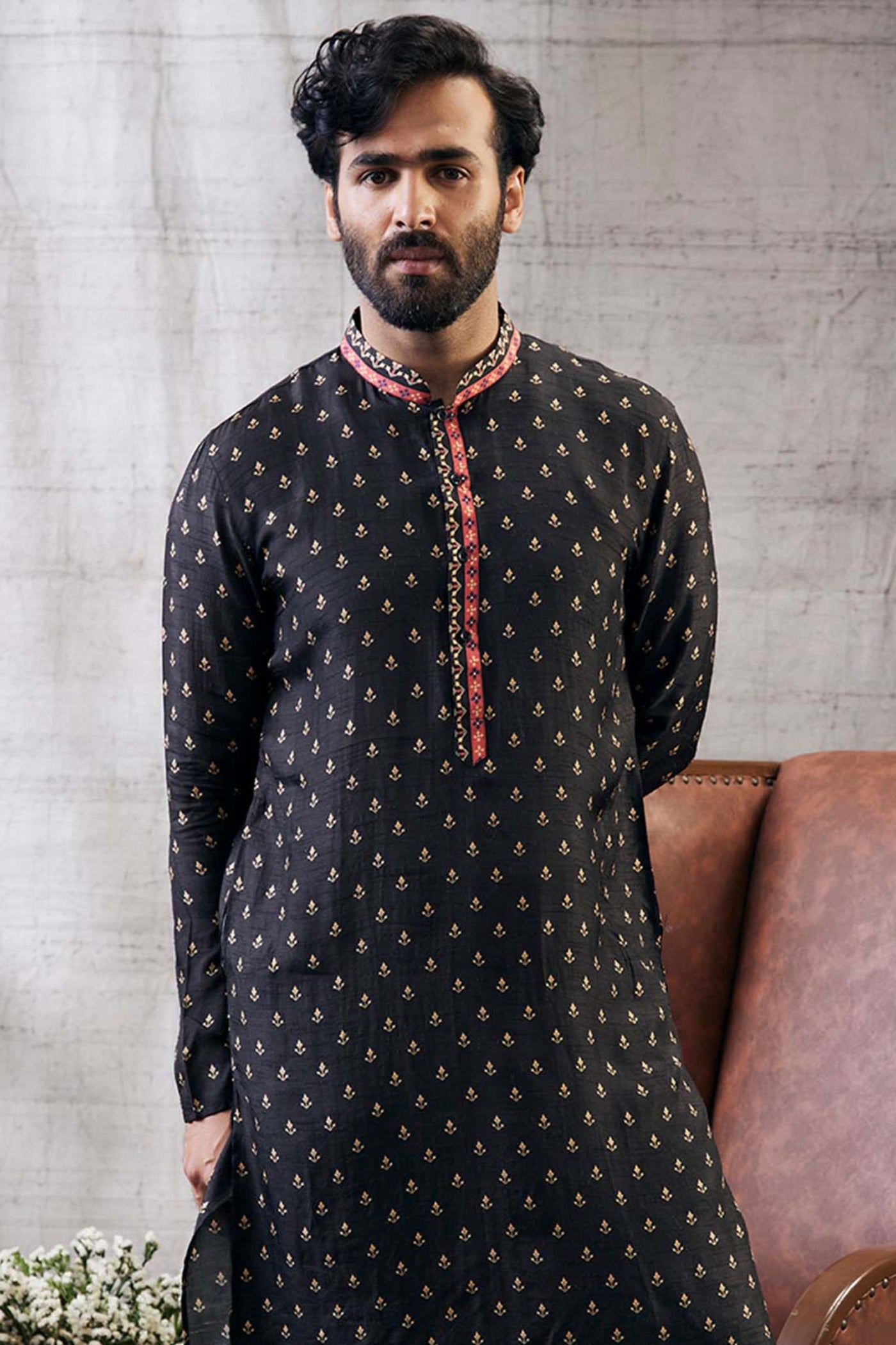 Sougat Paul Menswear Zahra Printed Kurta Set Indian designer wear online shopping melange singapore