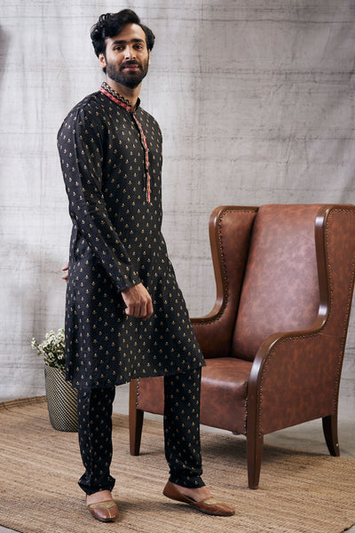 Sougat Paul Menswear Zahra Printed Kurta Set Indian designer wear online shopping melange singapore