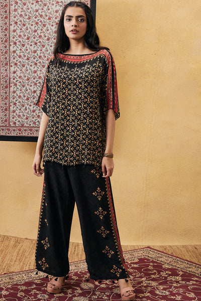 sougat paul Zahra Embroidered Co-ord Set black online shopping melange singapore indian designer wear