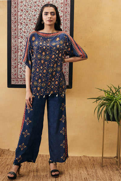 sougat paul Zahra Embroidered Co-ord Set blue online shopping melange singapore indian designer wear