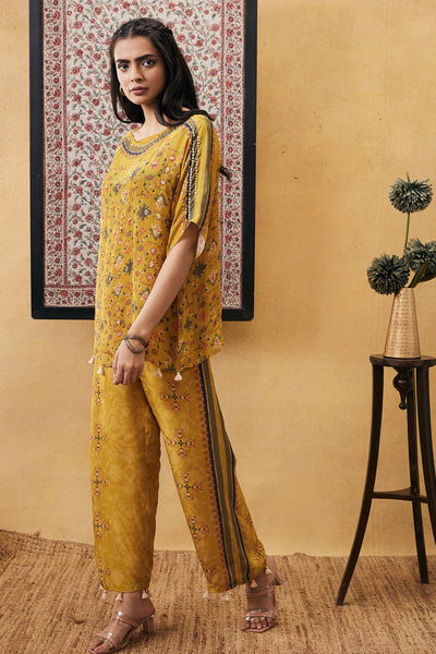 sougat paul Zahra Embroidered Co-ord Set yellow online shopping melange singapore indian designer wear