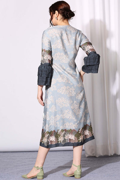 sougat paul Overlap Dress With Side Tie Ups blue western indian designer wear online shopping melange singapore indian designer wear