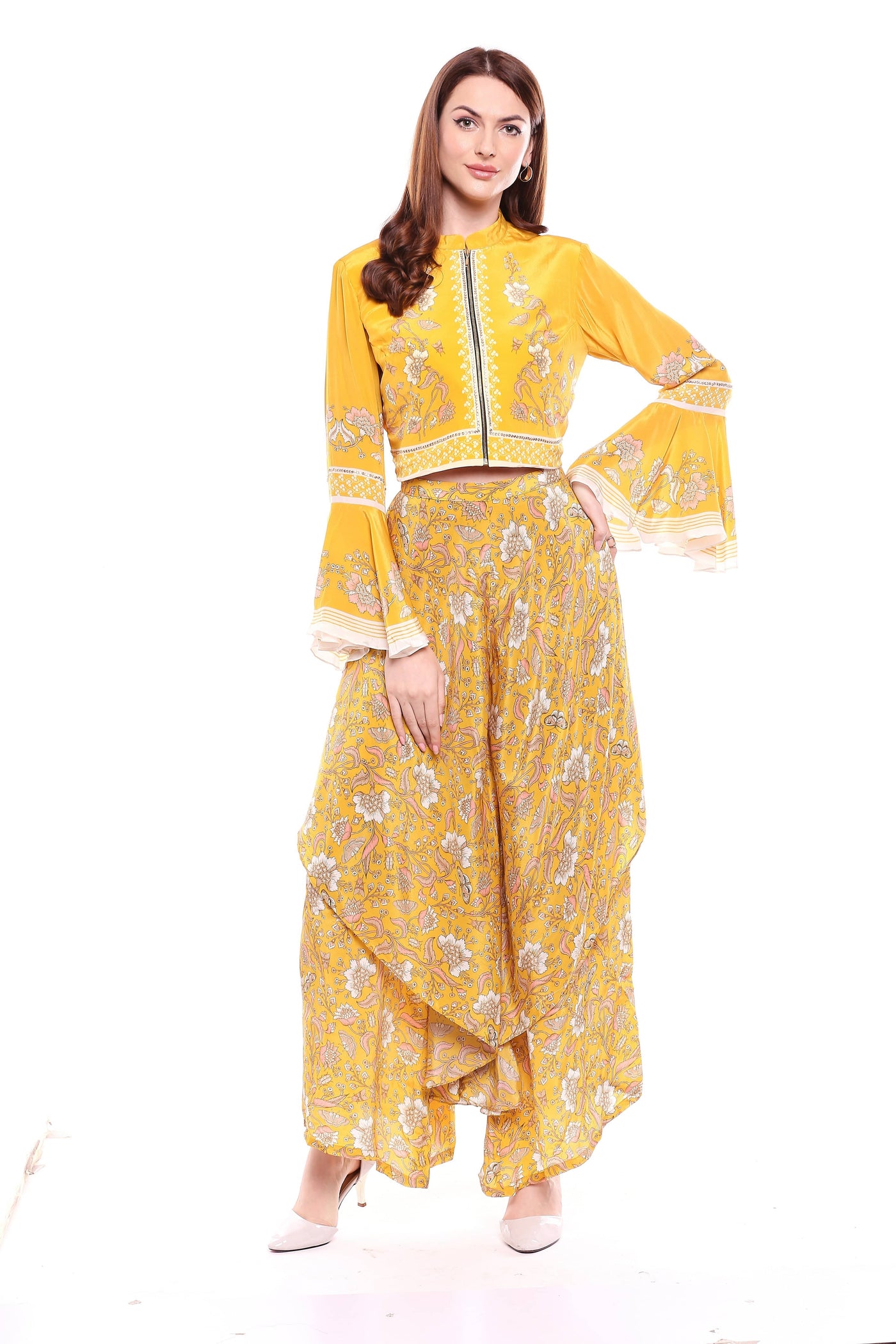 Yellow Printed Pant Set