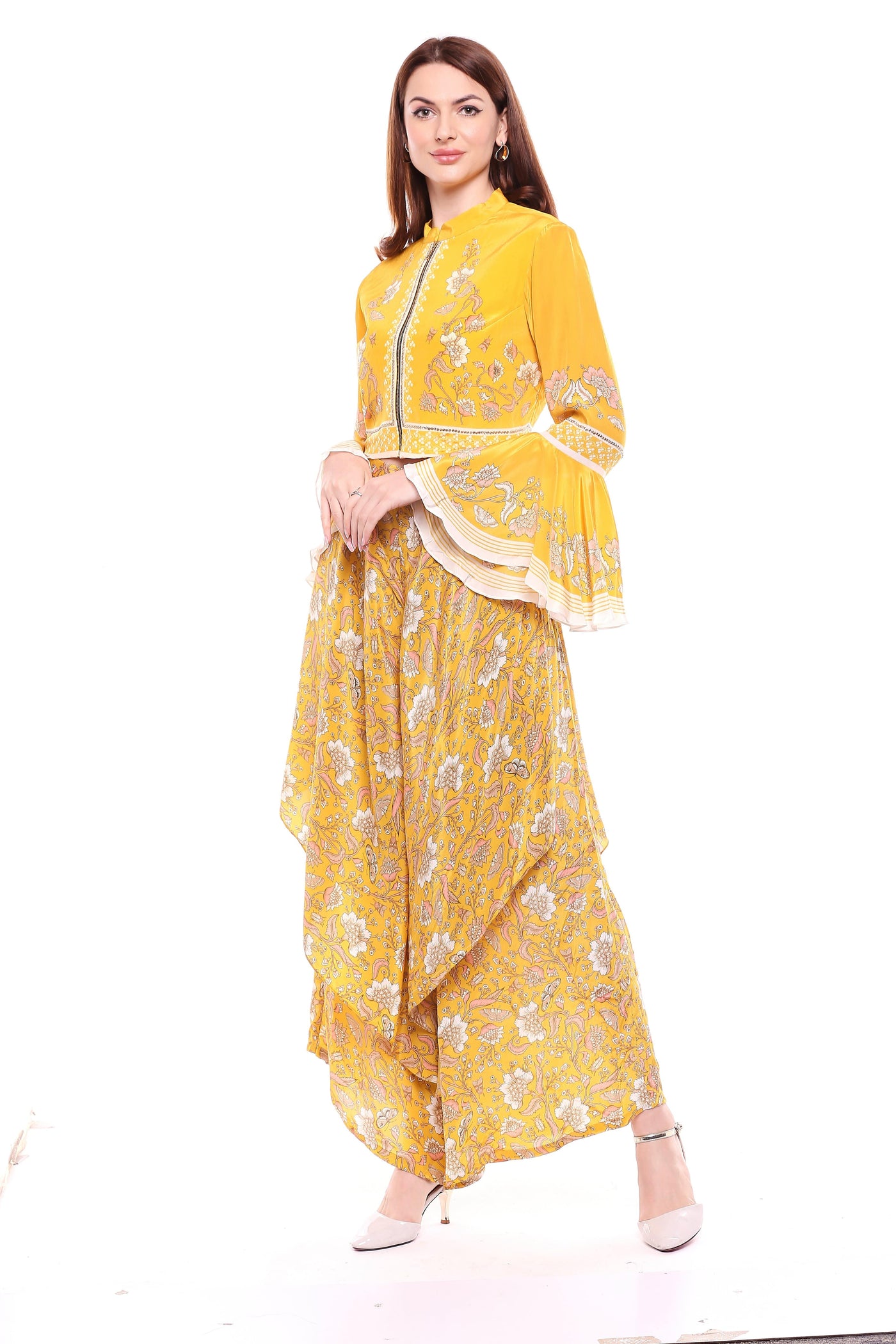 Yellow Printed Pant Set