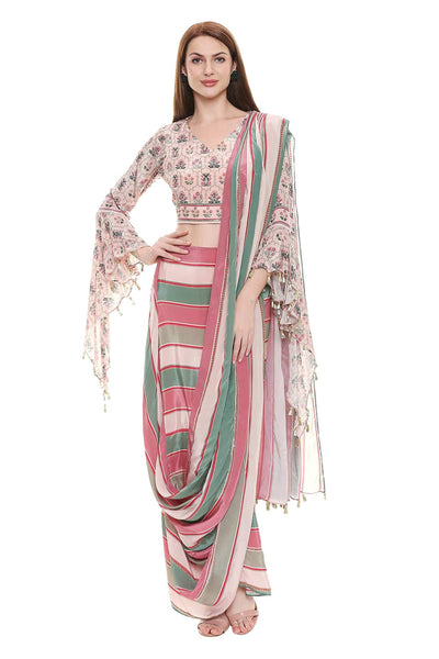 Striped Draped Saree