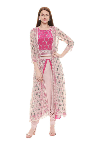 Dust Pink Printed Dhoti Set