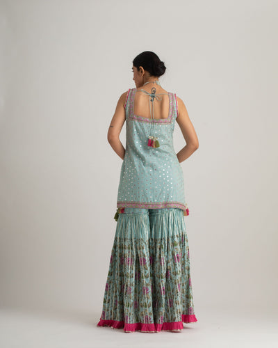 Sukriti & Aakriti - Floating in sky sharara set - Melange Singapore - Indian Designer Wear Online Shopping