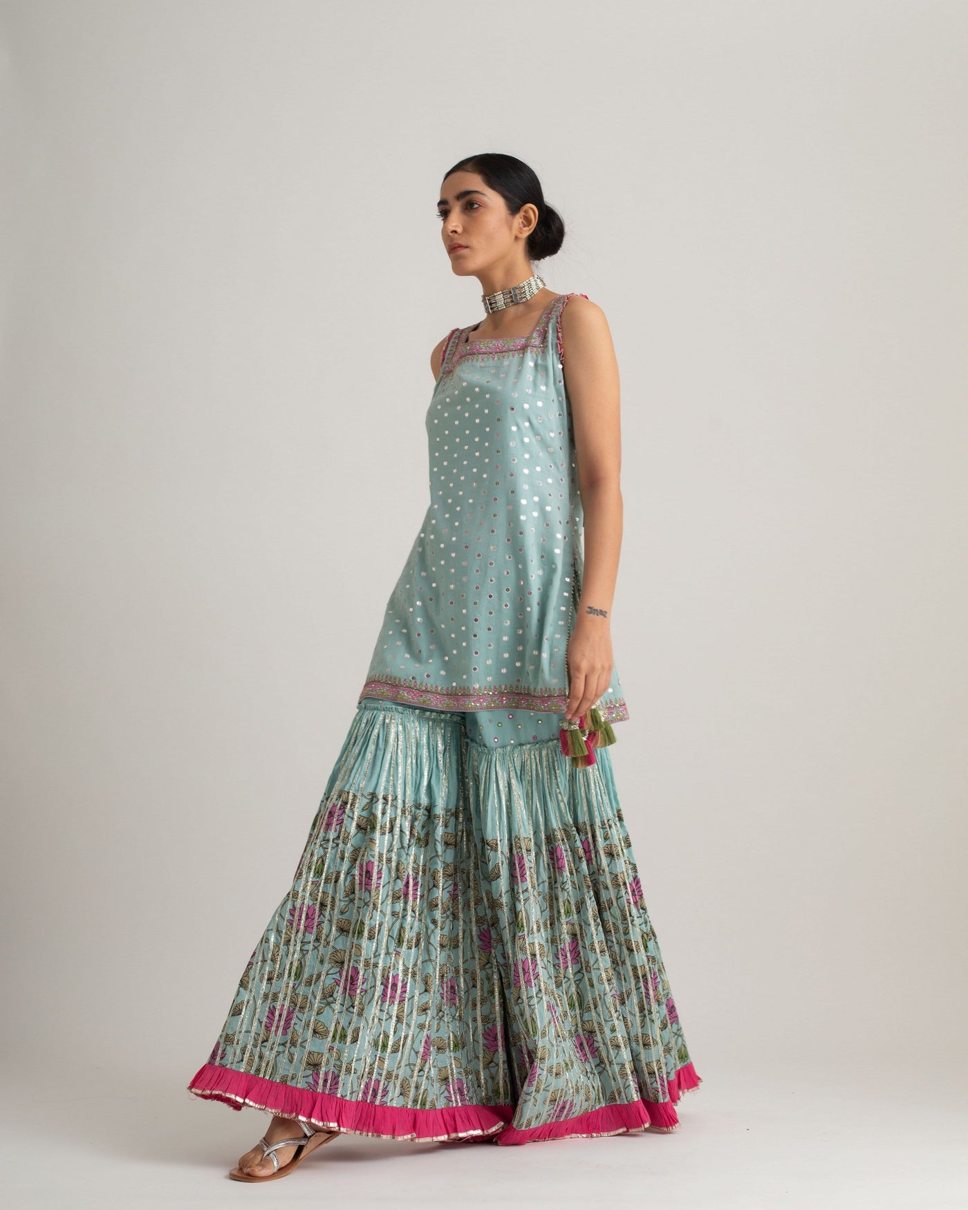 Sukriti & Aakriti - Floating in sky sharara set - Melange Singapore - Indian Designer Wear Online Shopping