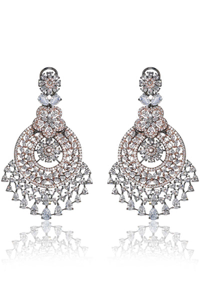 Tizora antique rose finish diamond chandeliers white black rosegold fashion imitation jewellery indian designer wear online shopping melange singapore