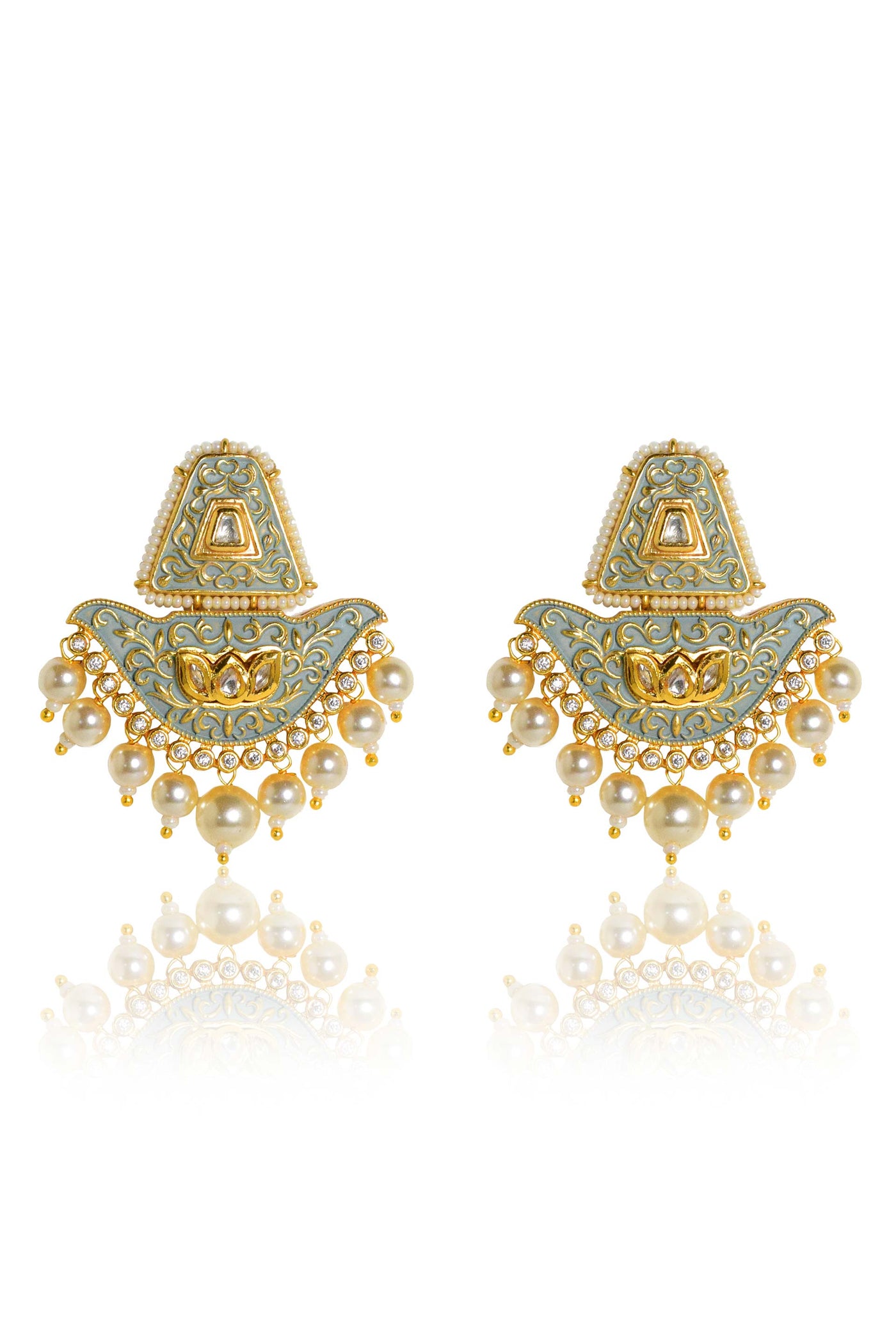 Tizora blue meenakari ethnic earrings blue and gold fashion imitation jewellery indian designer wear online shopping melange singapore