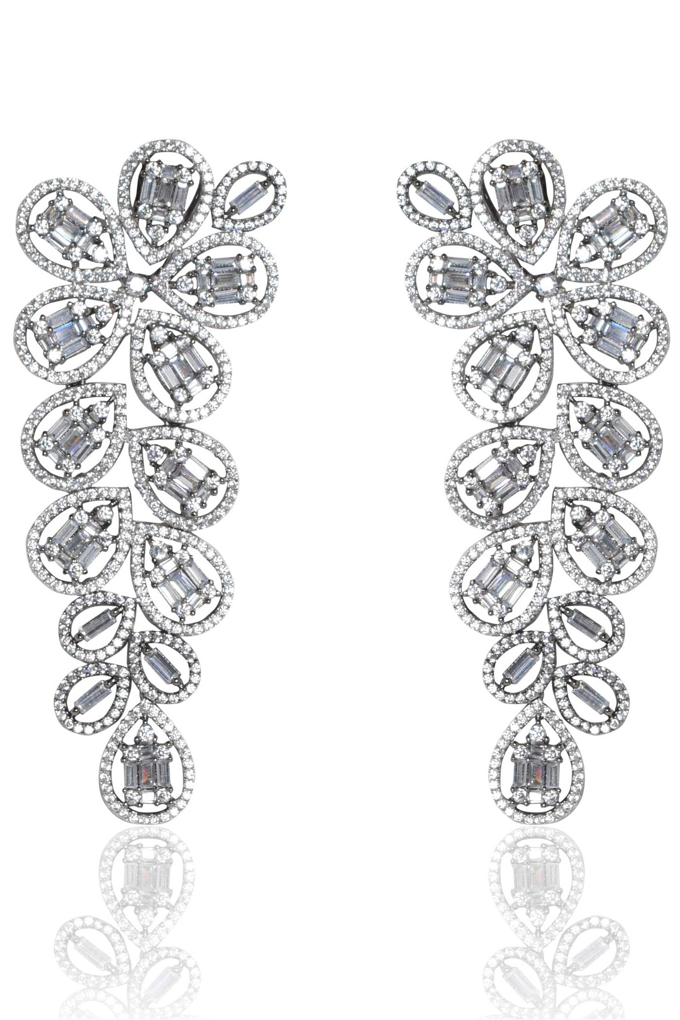 Tizora dancing pears antique look diamond earrings white fashion imitation jewellery indian designer wear online shopping melange singapore