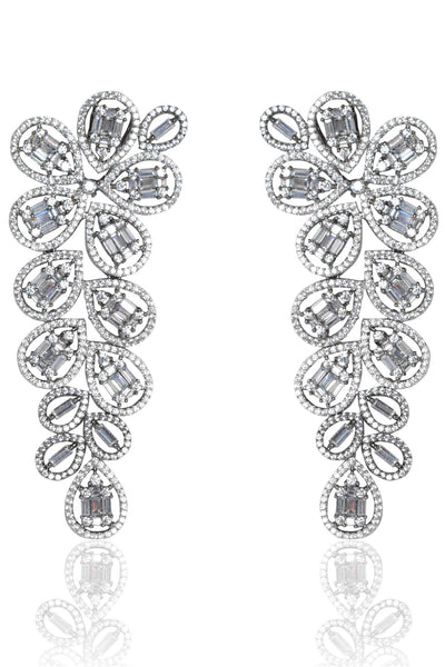 Tizora dancing pears antique look diamond earrings white fashion imitation jewellery indian designer wear online shopping melange singapore