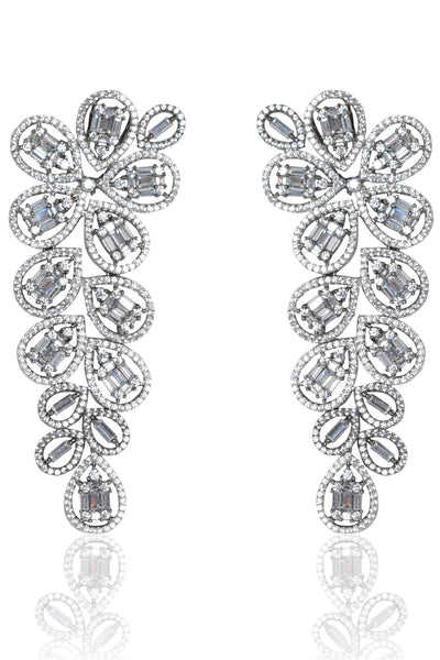 Tizora dancing pears antique look diamond earrings white fashion imitation jewellery indian designer wear online shopping melange singapore