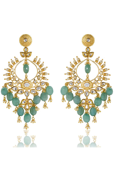Tizora festive ethnic chandbalis green and gold fashion imitation jewellery indian designer wear online shopping melange singapore