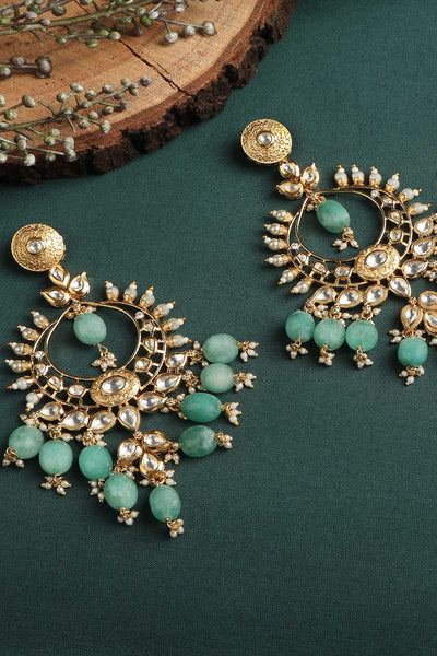 Tizora festive ethnic chandbalis green and gold fashion imitation jewellery indian designer wear online shopping melange singapore
