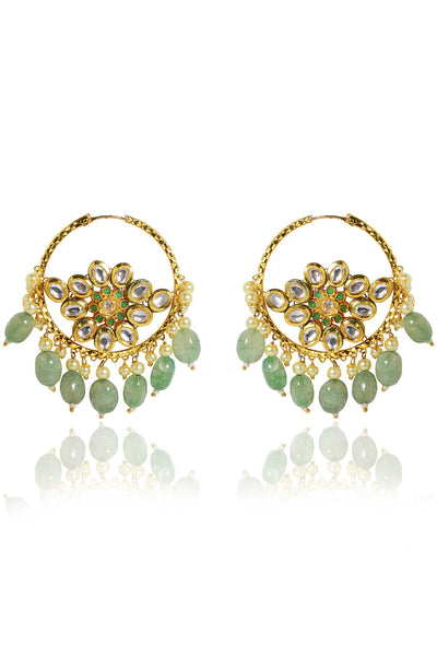 Tizora kundan side balis green and gold fashion imitation jewellery indian designer wear online shopping melange singapore