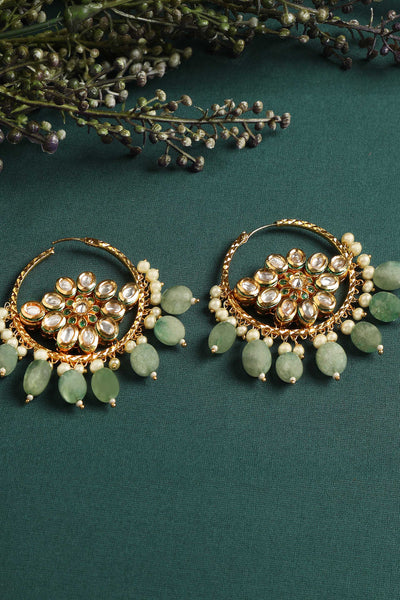 Tizora kundan side balis green and gold fashion imitation jewellery indian designer wear online shopping melange singapore