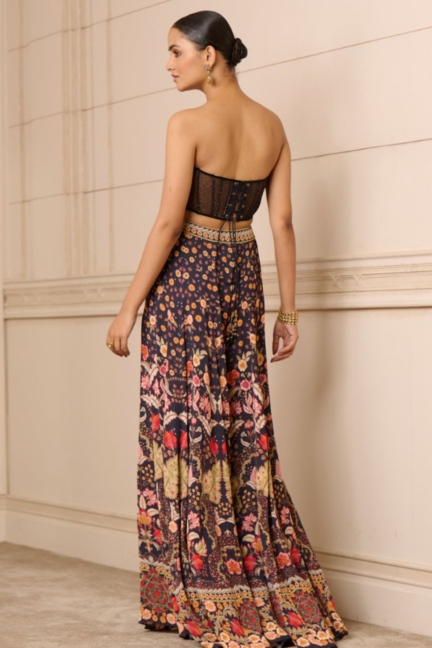 Tarun Tahiliani Bustier Trouser Printed indian designer wear online shopping melange singapore