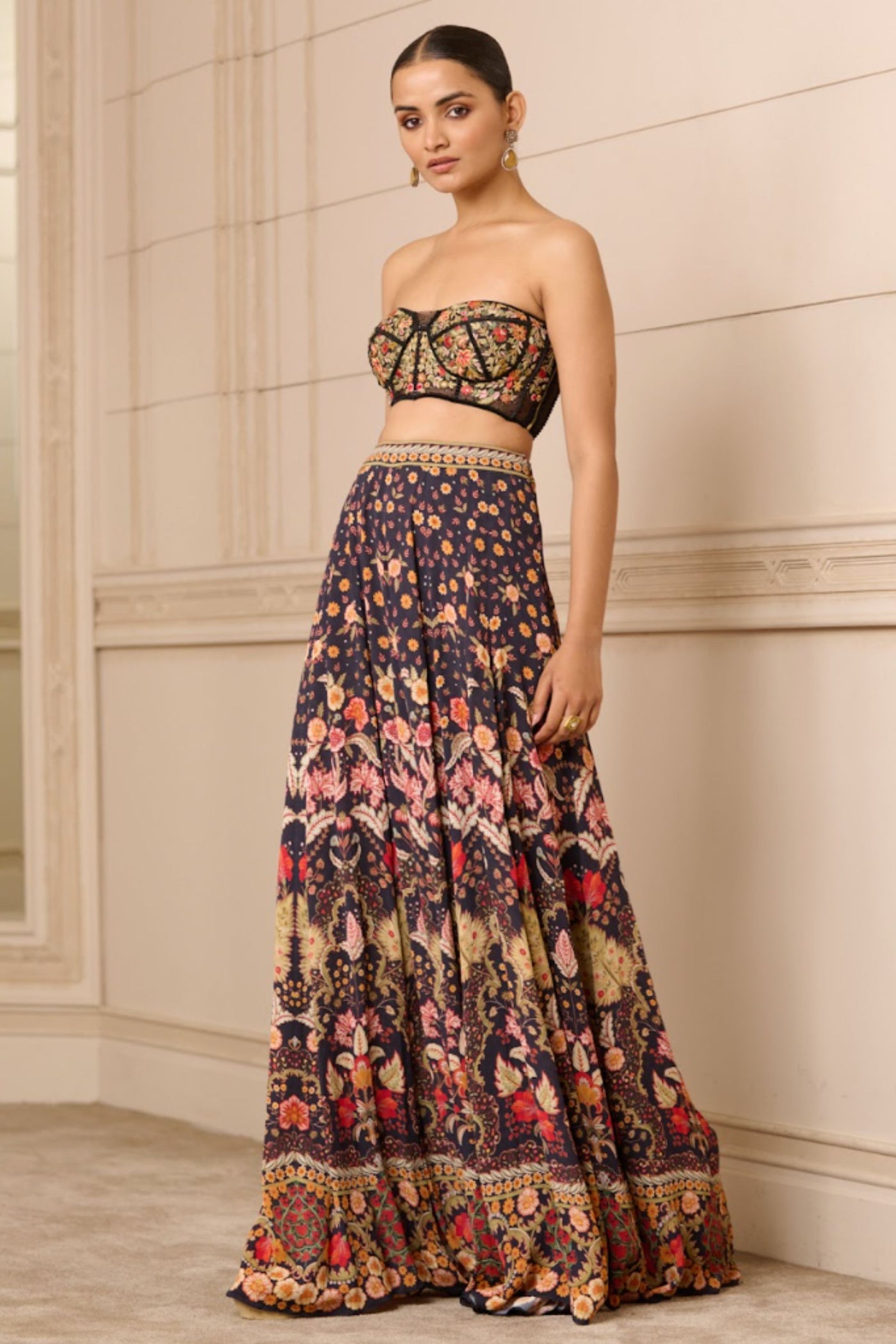 Tarun Tahiliani Bustier Trouser Printed indian designer wear online shopping melange singapore