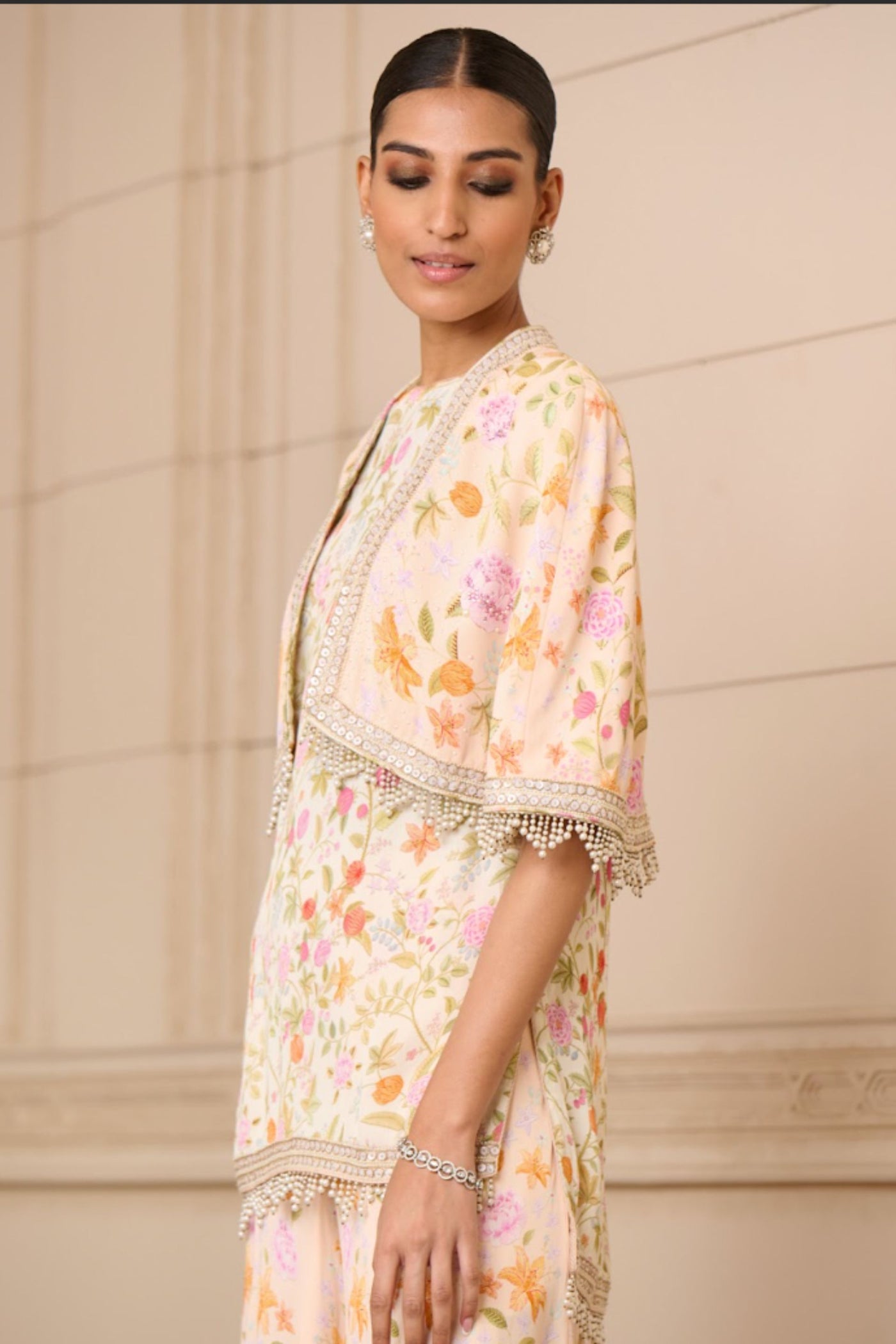 Tarun Tahiliani Kurta Sharara Cape Blush indian designer wear online shopping melange singapore