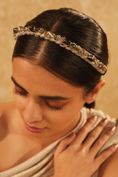 Tarun Tahiliani accessories Headband With Beads And Crystals black online shopping melange singapore indian designer wear