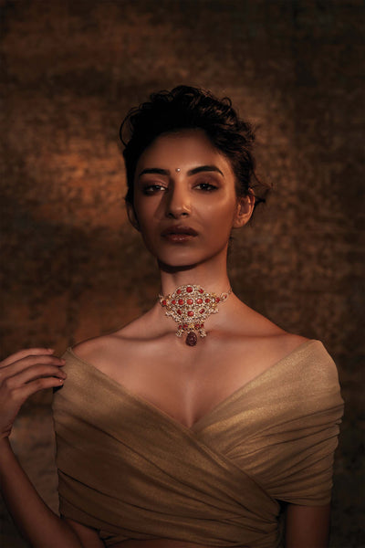 Tarun Tahiliani small Choker necklace coral  fashion jewellery indian designer wear online shopping melange singapore