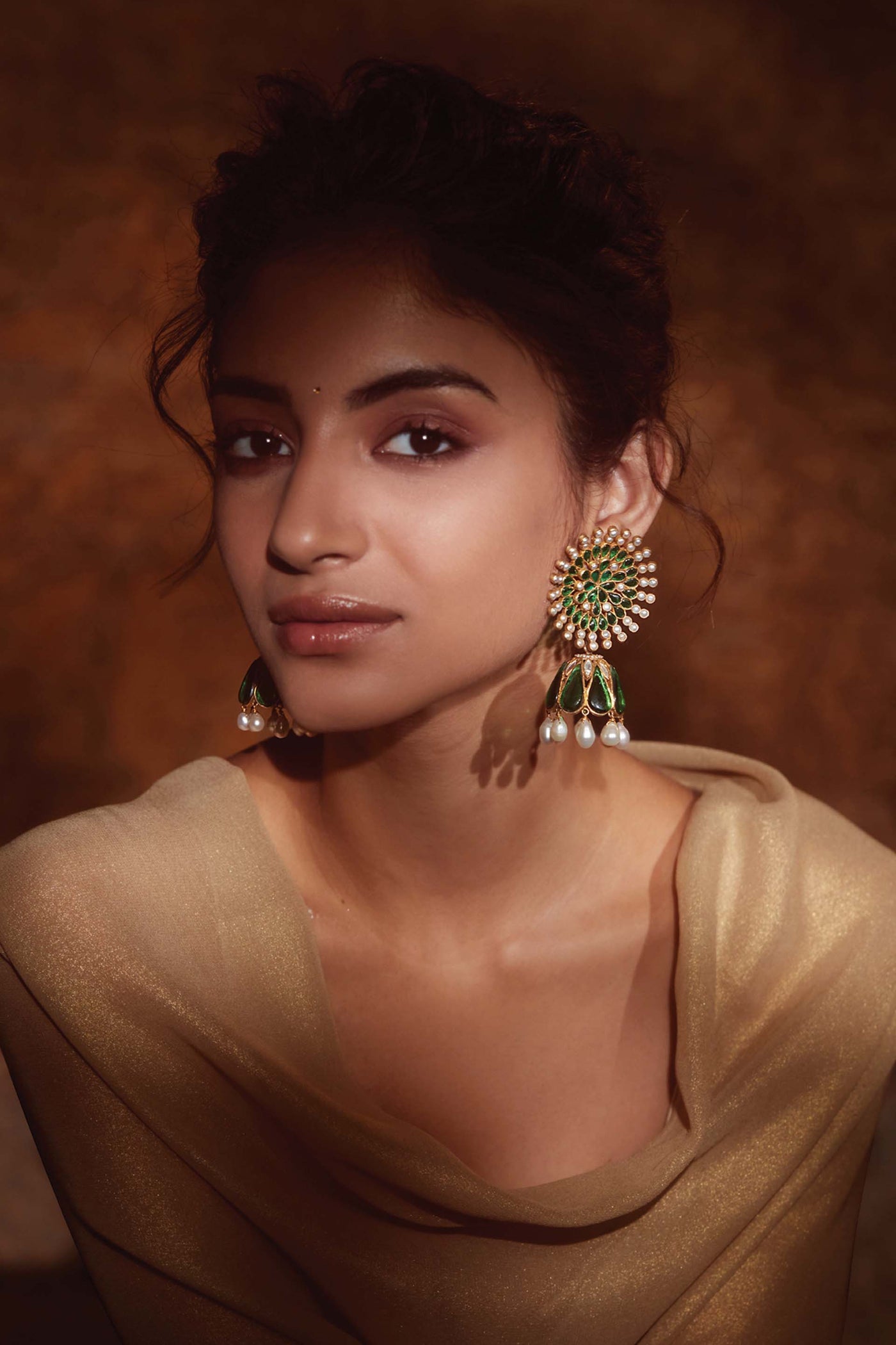 Tarun Tahiliani Jhumka-Style Earrings emerald fashion jewellery indian designer wear online shopping melange singapore