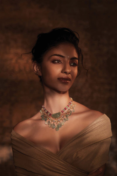Tarun Tahiliani Jade Double-layered Necklace green fashion jewellery indian designer wear online shopping melange singapore