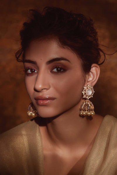 Tarun Tahiliani Jhumka - Style Earrings light pink fashion jewellery indian designer wear online shopping melange singapore