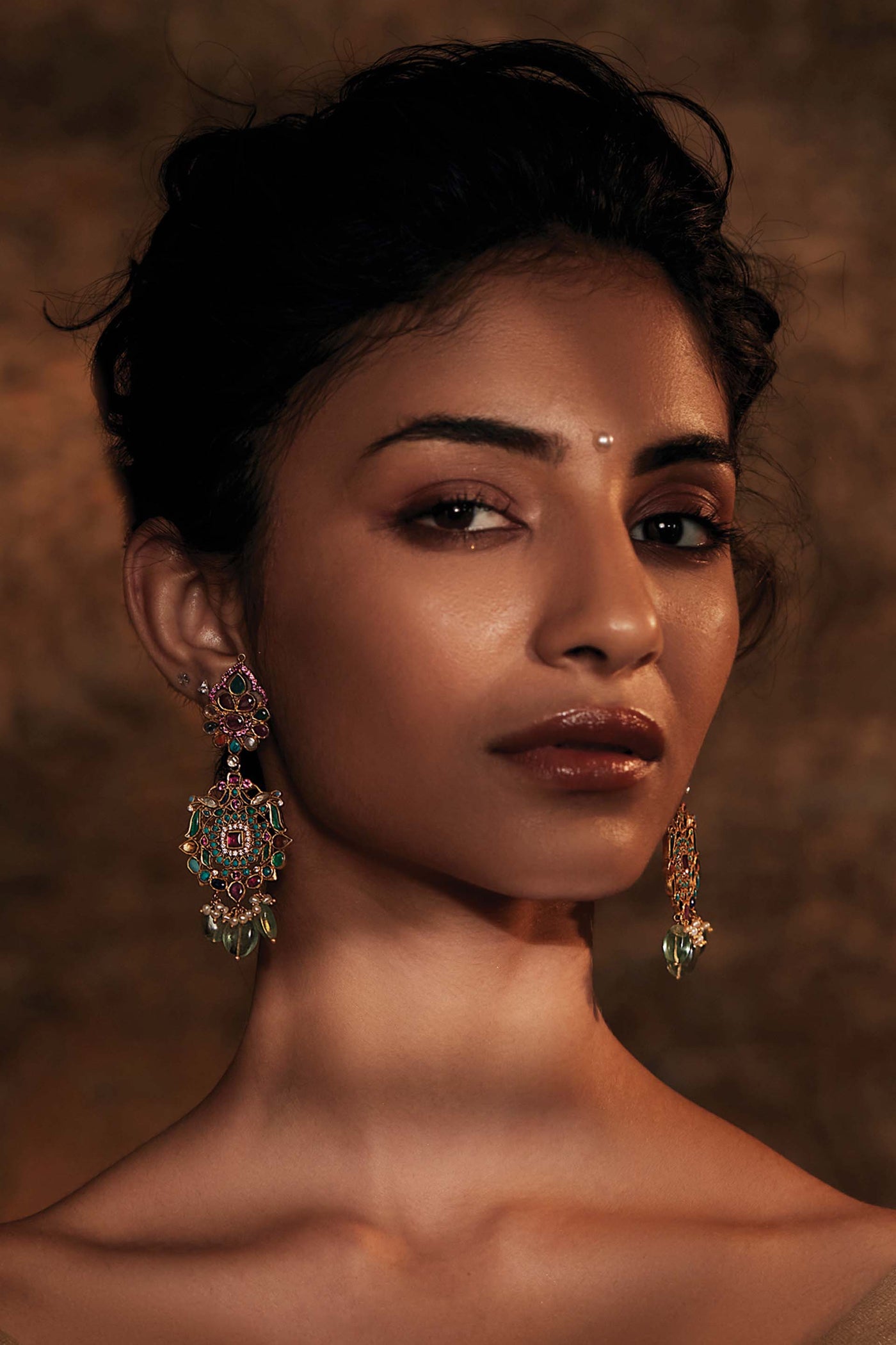 Tarun Tahiliani Long Earrings multicolour fashion jewellery indian designer wear online shopping melange singapor