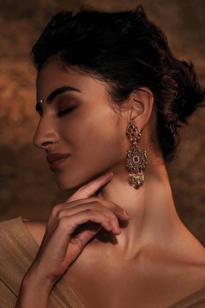 Tarun Tahiliani Long Earrings multicolour fashion jewellery indian designer wear online shopping melange singapor