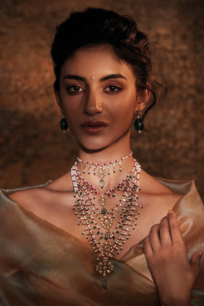 Tarun Tahiliani MultiColor Lariat Necklace fashion jewellery indian designer wear online shopping melange singapore