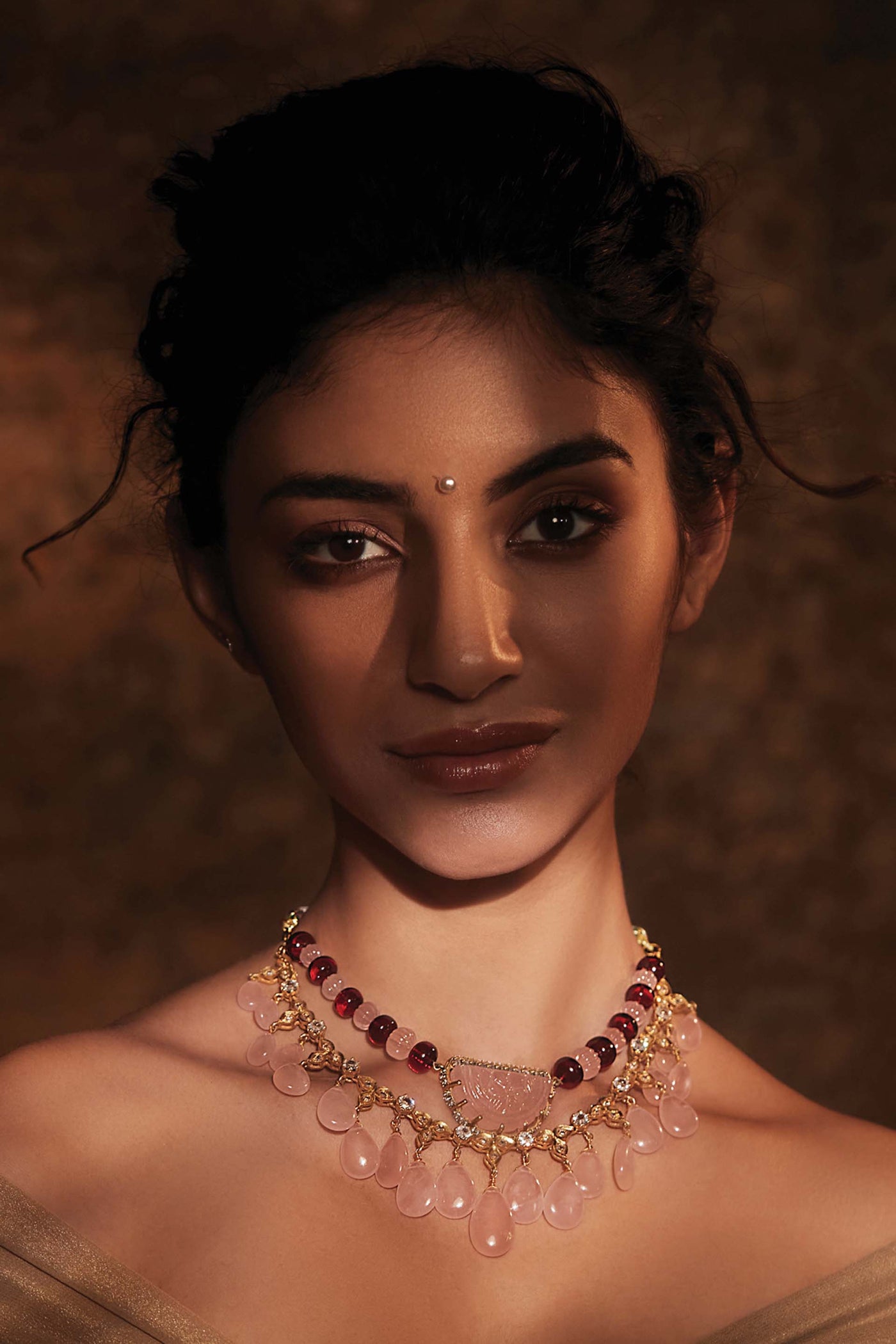 Tarun TahilianiOld Rose Double-layered Necklace fashion jewellery indian designer wear online shopping melange singapore