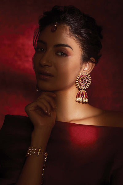 Tarun Tahiliani Jhumka-Style Earrings ruby fashion jewellery indian designer wear online shopping melange singapore