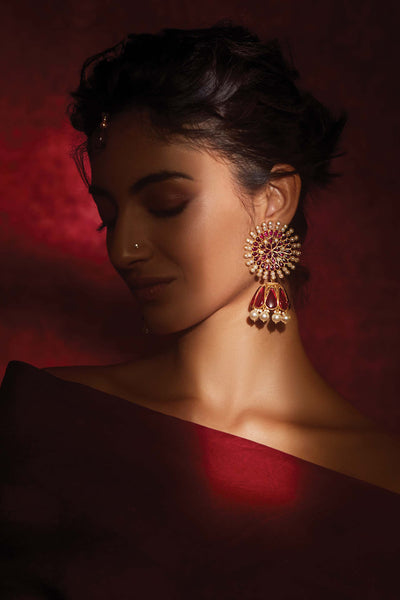 Tarun Tahiliani Jhumka-Style Earrings ruby fashion jewellery indian designer wear online shopping melange singapore
