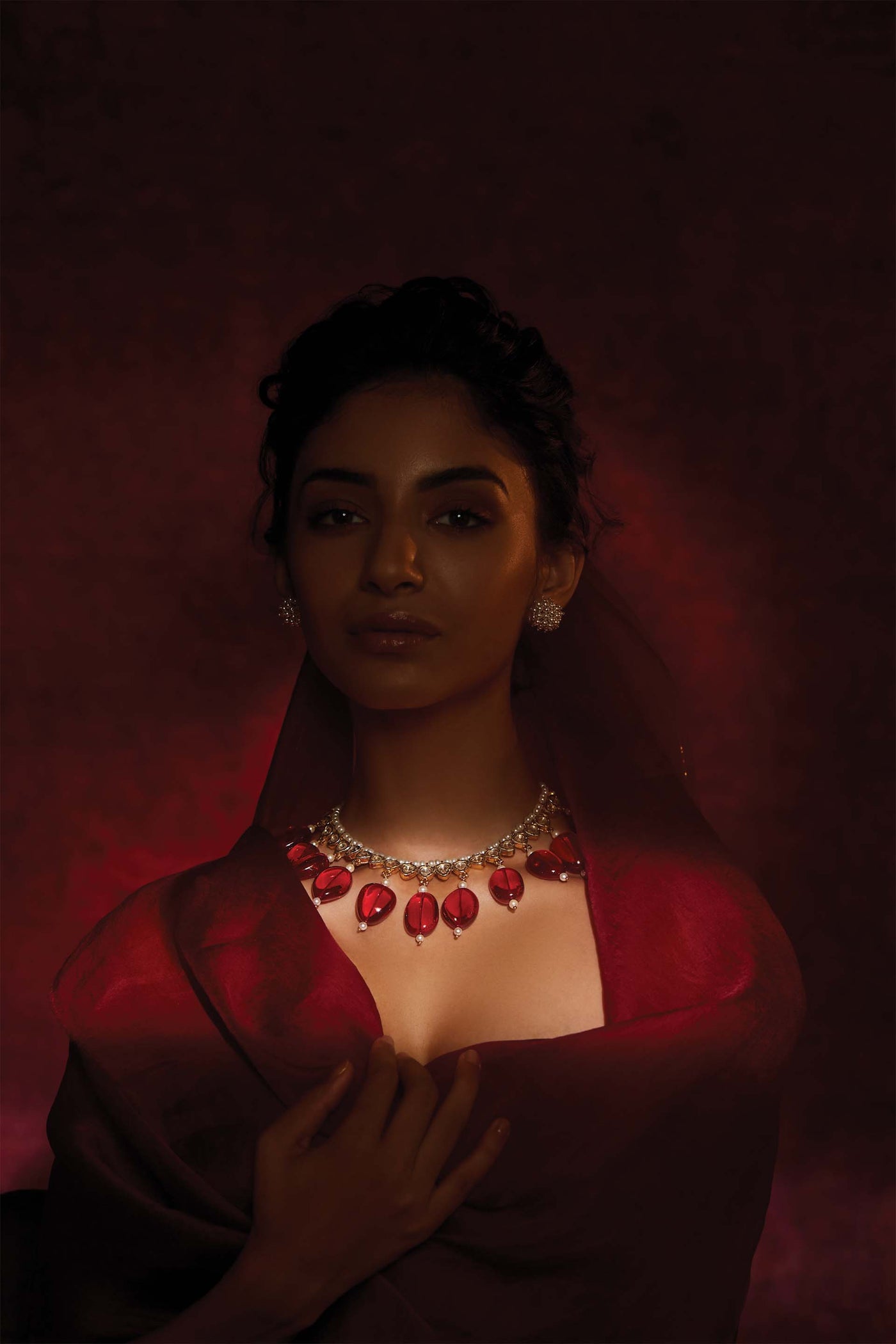 Tarun Tahiliani Ruby Wide Necklace red fashion jewellery indian designer wear online shopping melange singapore