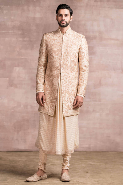 Tarun Tahiliani menswear Achkan Aari And Zardozi Embroidery gold festive indian designer wear mens online shopping melange singapore