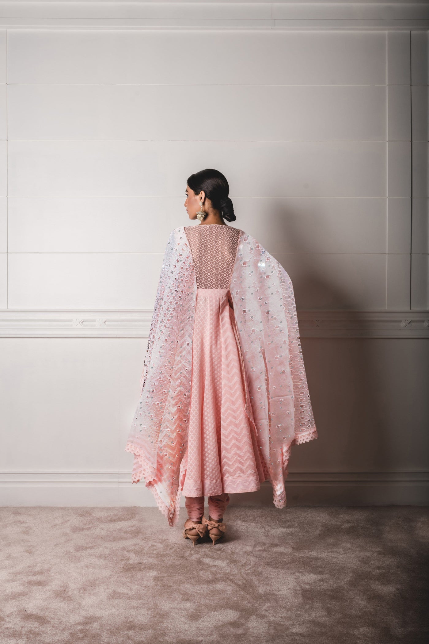 Tarun Tahilianir - Anarkali with attached dupata and churidar  - Melange Singapore - Indian Designer Wear Online Shopping