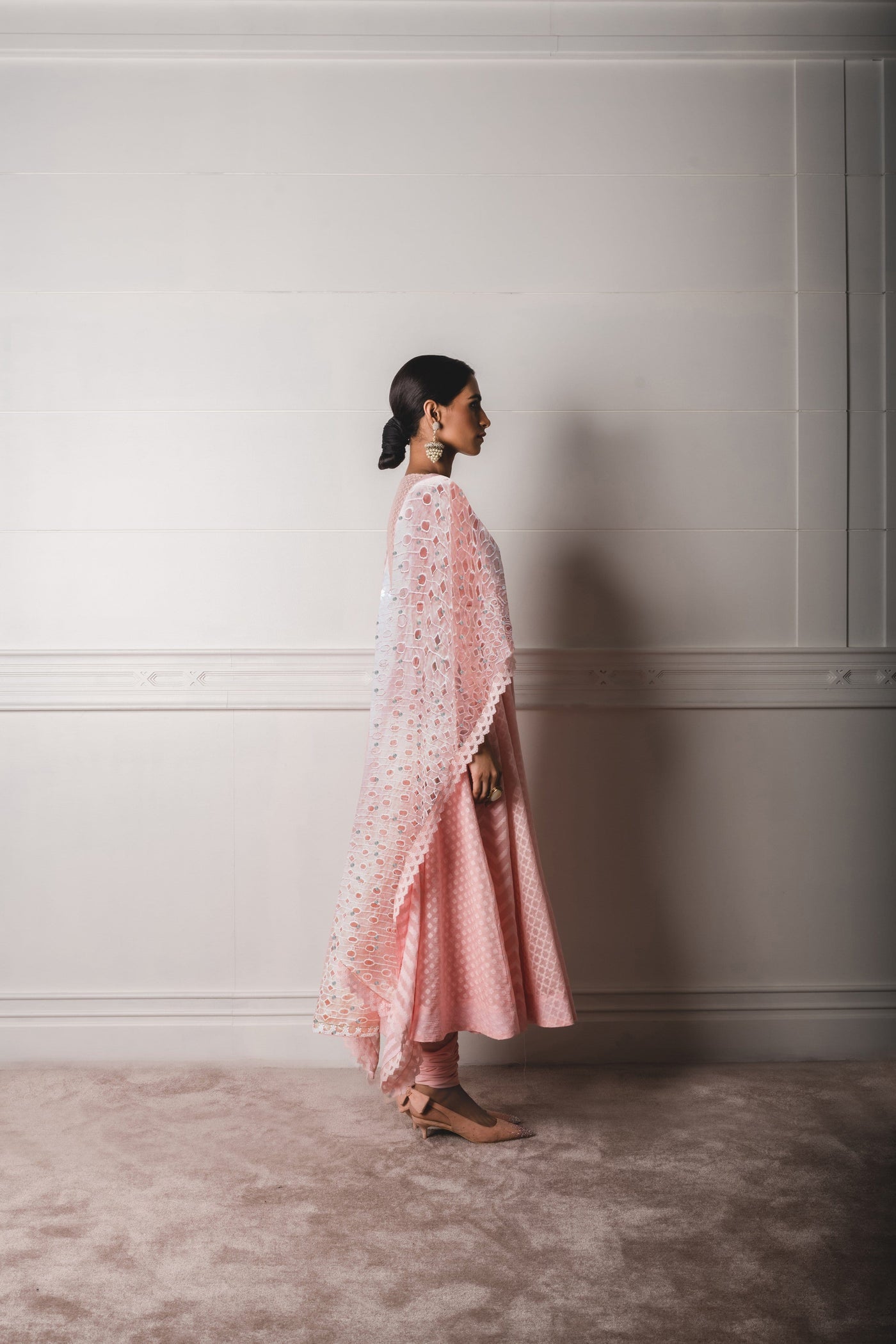 Tarun Tahilianir - Anarkali with attached dupata and churidar  - Melange Singapore - Indian Designer Wear Online Shopping