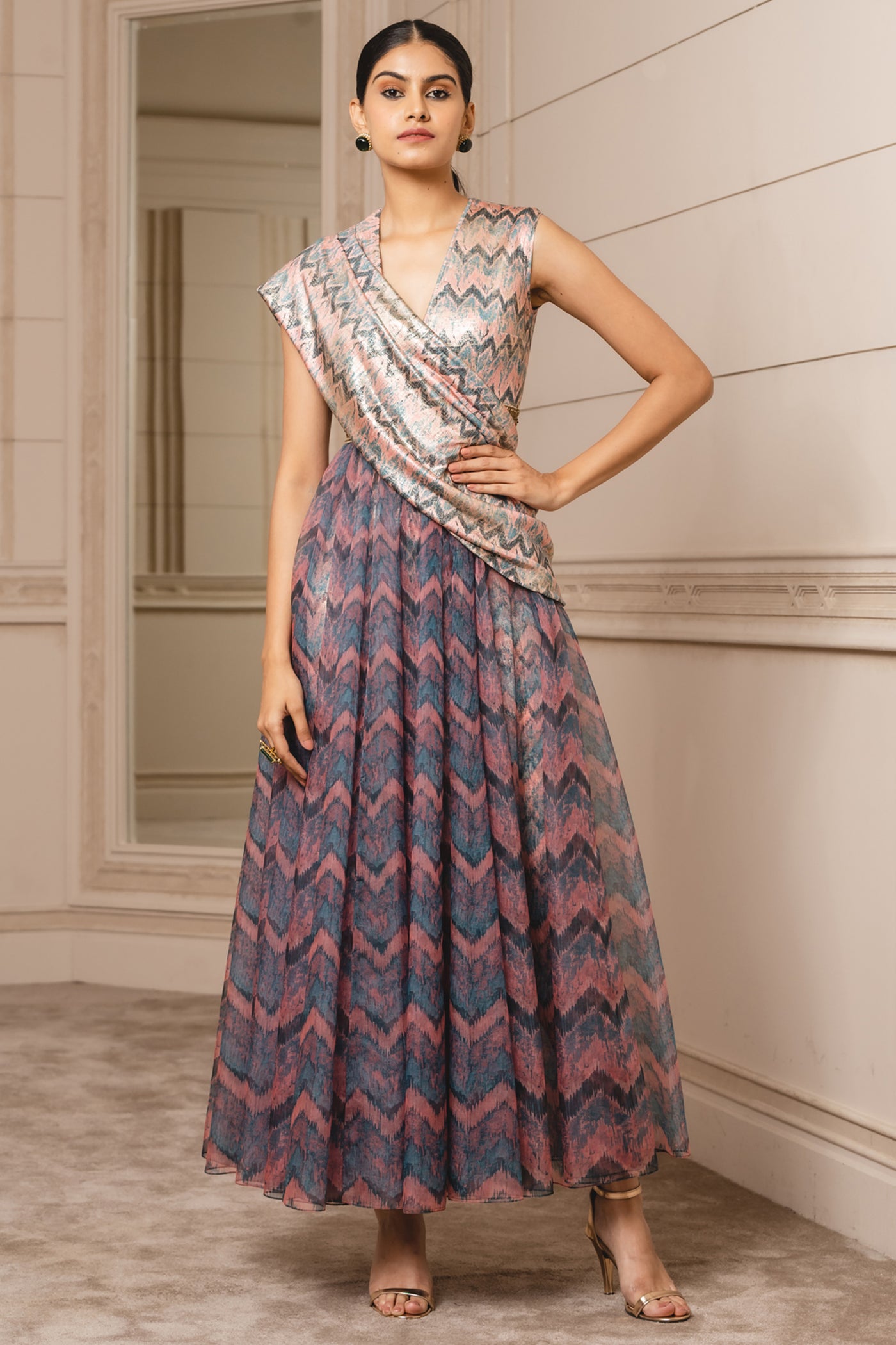 Tarun Tahiliani Blue Anarkali With Churidar festive indian designer wear online shopping melange singapore