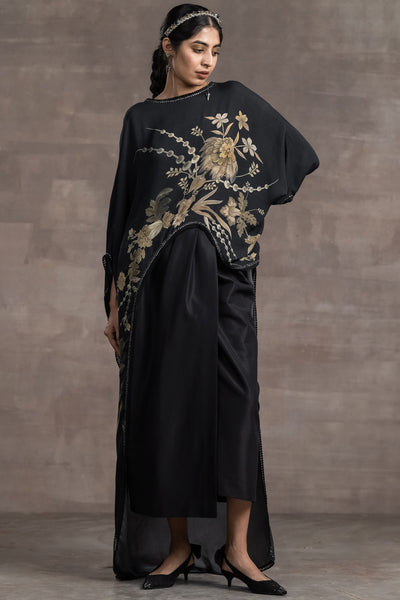 Tarun tahiliani Asymmetrical Top With Pegged Skirt black indian designer wear bridal wedding online shopping melange singapore