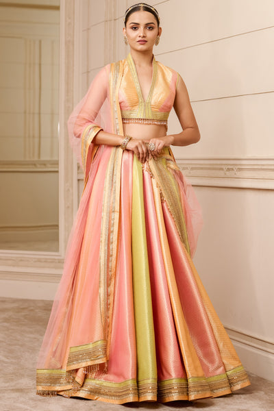 Tarun Tahiliani Brocade Lehenga With Blouse And Cape festive indian designer fashion online shopping melange singapore