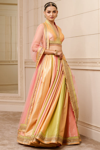 Tarun Tahiliani Brocade Lehenga With Blouse And Cape festive indian designer fashion online shopping melange singapore