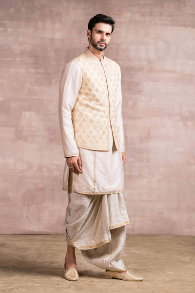 Tarun Tahiliani menswear Chikankari Embroidered Bundi With Kasab Details ivory men online shopping melange singapore indian designer wear