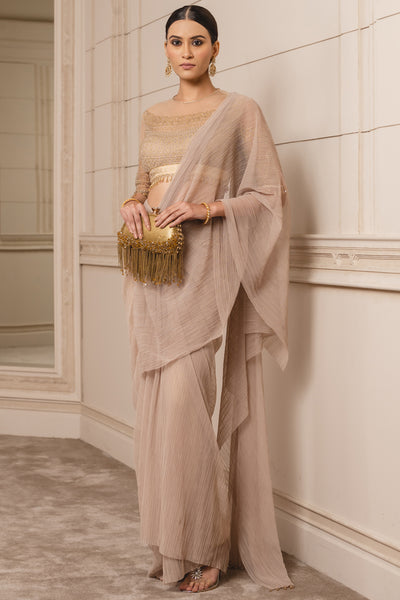 Tarun Tahiliani Concept Saree With Blouse gold festive fusion indian designer wear online shopping melange singapore
