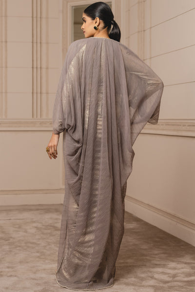 Tarun Tahiliani Crinkled Tulle Cape oyster grey online shopping melange singapore indian designer wear