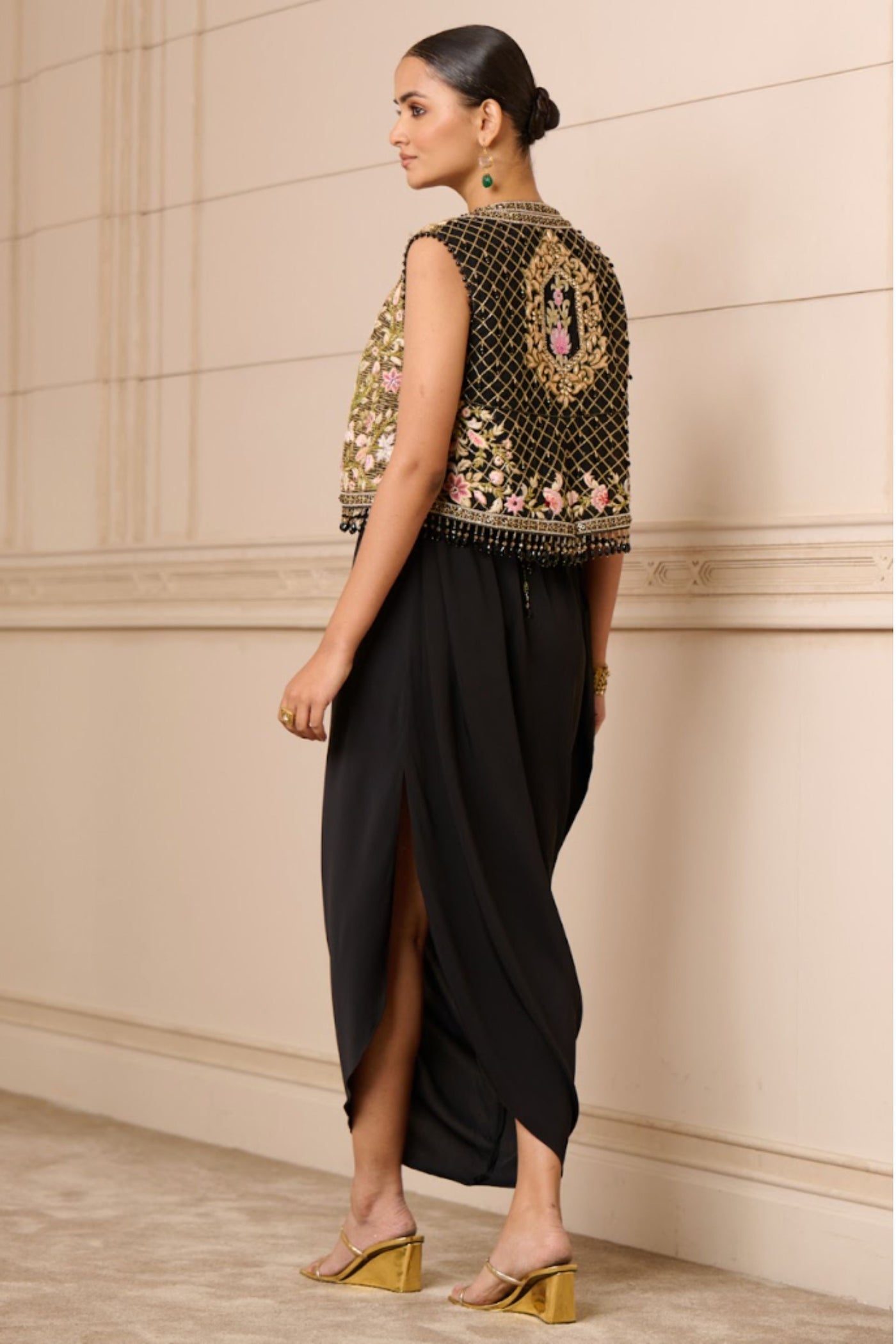 Tarun Tahiliani Dress, Gilet, and Belt indian designer wear online shopping melange singapore